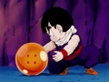 Gohan hides the Four-Star ball from Vegeta before going to meet him