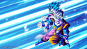 Loading Screen Artwork 275 depicting Super Saiyan Blue Goku and Super Saiyan Future Gohan performing the Father-Son Kamehameha in Xenoverse 2