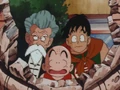 Krillin, Yamcha and Jackie Chun (Roshi) shocked at Goku for performing the Afterimage technique