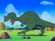 El T. rex que perseguía a Yamcha y Krilin.