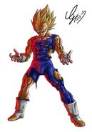 Majin Vegeta disegnato da Toyotaro per Dokkan Battle.