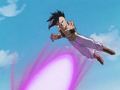 Majuub firing Ki Blasts at a Saibamen