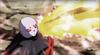 Jiren using his Invisible Eye Blastto stop Frieza's attack