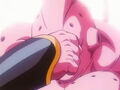 Super Buu being blinded by Gotenks' Super Ghost Balloon attack