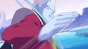 Whis about to karate-chop Beerus