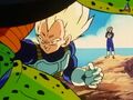 Vegeta punches Cell in the stomach