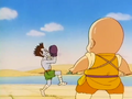 Krillin watches Fangs dancing