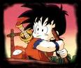 Gohan remando a mar abierto.