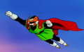 Gohan flying in his Great Saiyaman Suit in Dragon Ball Z