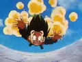 Trunks' Ki Blast hits Goten