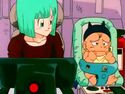 Bulma in her plane with Baby Trunks