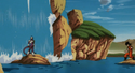 Cooler faces Goku near a waterfall