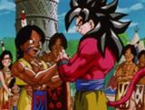 Los residentes de la tierra con Goku SS4 en Dragon Ball GT