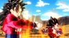 Super Saiyan 4 Goku & Super Saiyan 4 Vegeta performing the fusion dance in GT Saga (Second Half) DLC in Dragon Ball Xenoverse