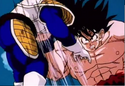 Goku punches Vegeta