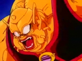 Misokatsun in pain as Goku blasts through him.