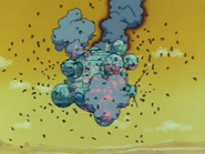 The Flying Fortress about to explode