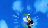 Super Vegito throws his Banshee Blast towards the Super Ghost Buus