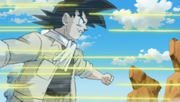 Goku using Afterimage to dodge bullets