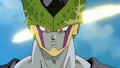 Cell about to get hit by Krillin's Destructo Disk