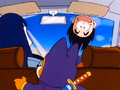 Goku on top of Pilaf's car