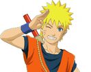 Naruto Uzumaki wearing Goku's uniform