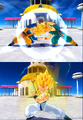 Goten and Trunks perform the Fusion Dance