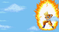 Goku charges a Super Kamehameha Super Butōden 2