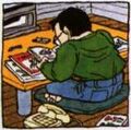 Toriyama reading magazines