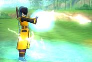 Un Espadachin a punto de lanzar un Ataque Ardiente en Dragon Ball Online.