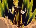 Goku transforms into a Super Saiyan 2