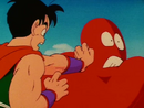 Yamcha fighting See-Through covered in Master Roshi's blood