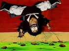 Mr. Satan sent crashing onto a wall