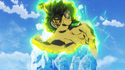 Broly charging towards Goku