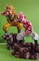 Kid Buu versus Super Saiyan 3 Goku resin based model kit detached view close up