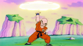 Krillin charges the Destructo Disc