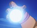 Goku prepares Ki Blasts against General Rilldo