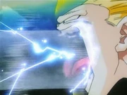 Gotenks grita para abrir um portal para fora da Sala do Tempo