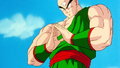 Tien about to fire the Neo Tri-Beam at Semi-Perfect Cell