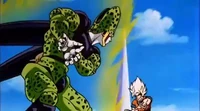 Cell usa o Super Kamehameha contra Goku