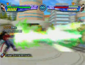 Super Saiyan 4 Vegeta's Final Shine Attack in Final Flash stance in Budokai 3