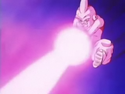 Kid Buu uses a Vanishing Beam on planet Alpha