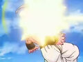 Super Buu being hit by a Kamikaze ghost