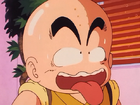 Krillin faking fatigue to fool Master Roshi