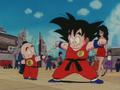 Krillin and Goku in their new uniforms