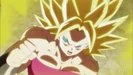 Super Saiyan Third Grade Caulifla fighting Goku