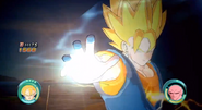 Vegito fires the Perfect Game energy wave in Raging Blast