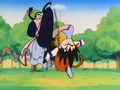 Mercenary Tao kicks Goku