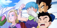 Vegeta evita que Bulma insulte a Bills.