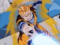 Future Gohan blasting Future 17 and Future 18 in The History of Trunks